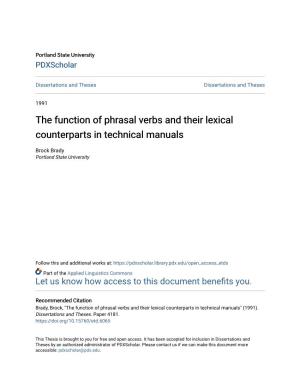 The Function of Phrasal Verbs and Their Lexical Counterparts in Technical Manuals