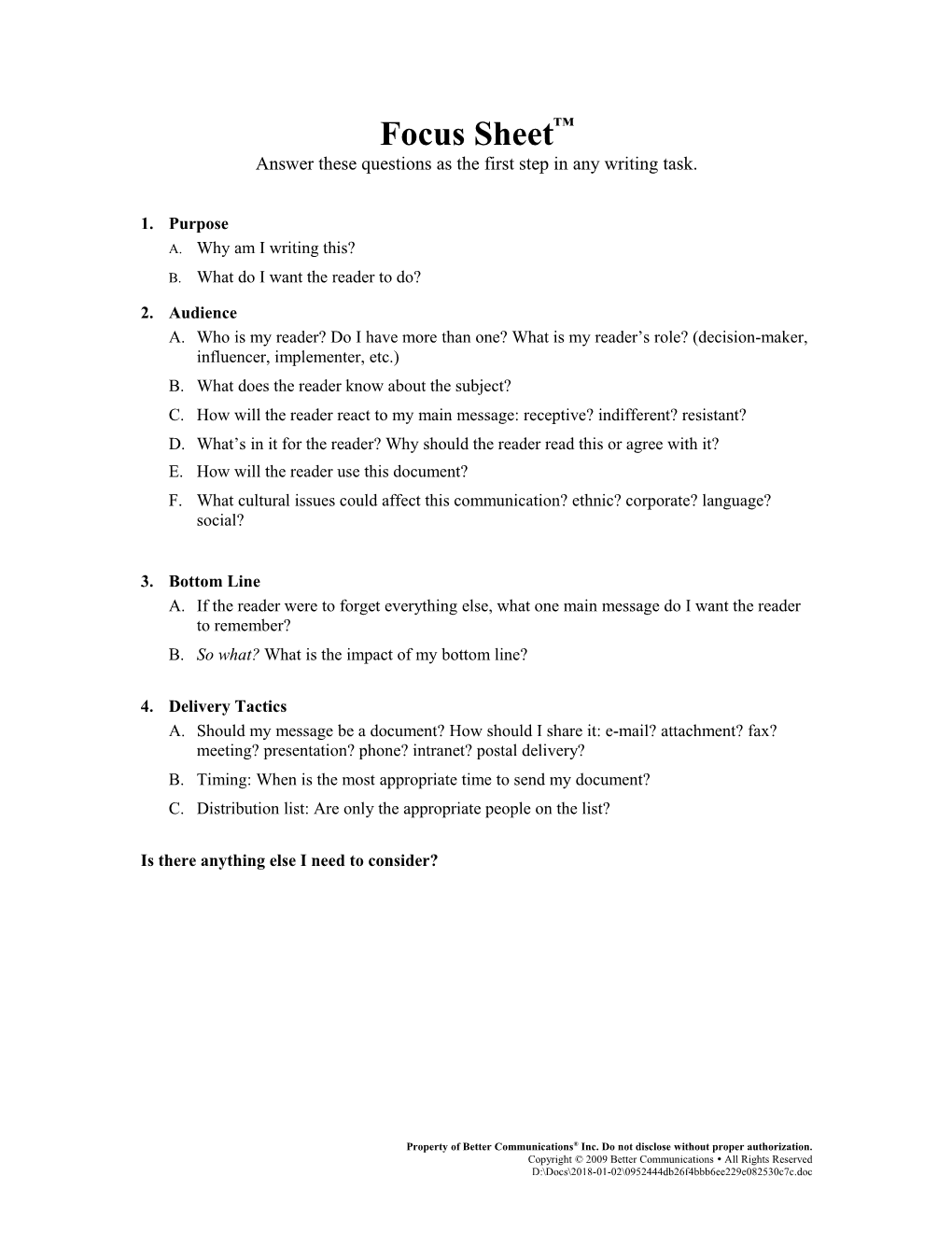 Answer These Questions As the First Step in Any Writing Task