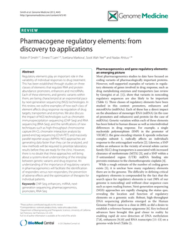 Pharmacogene Regulatory Elements: from Discovery to Applications