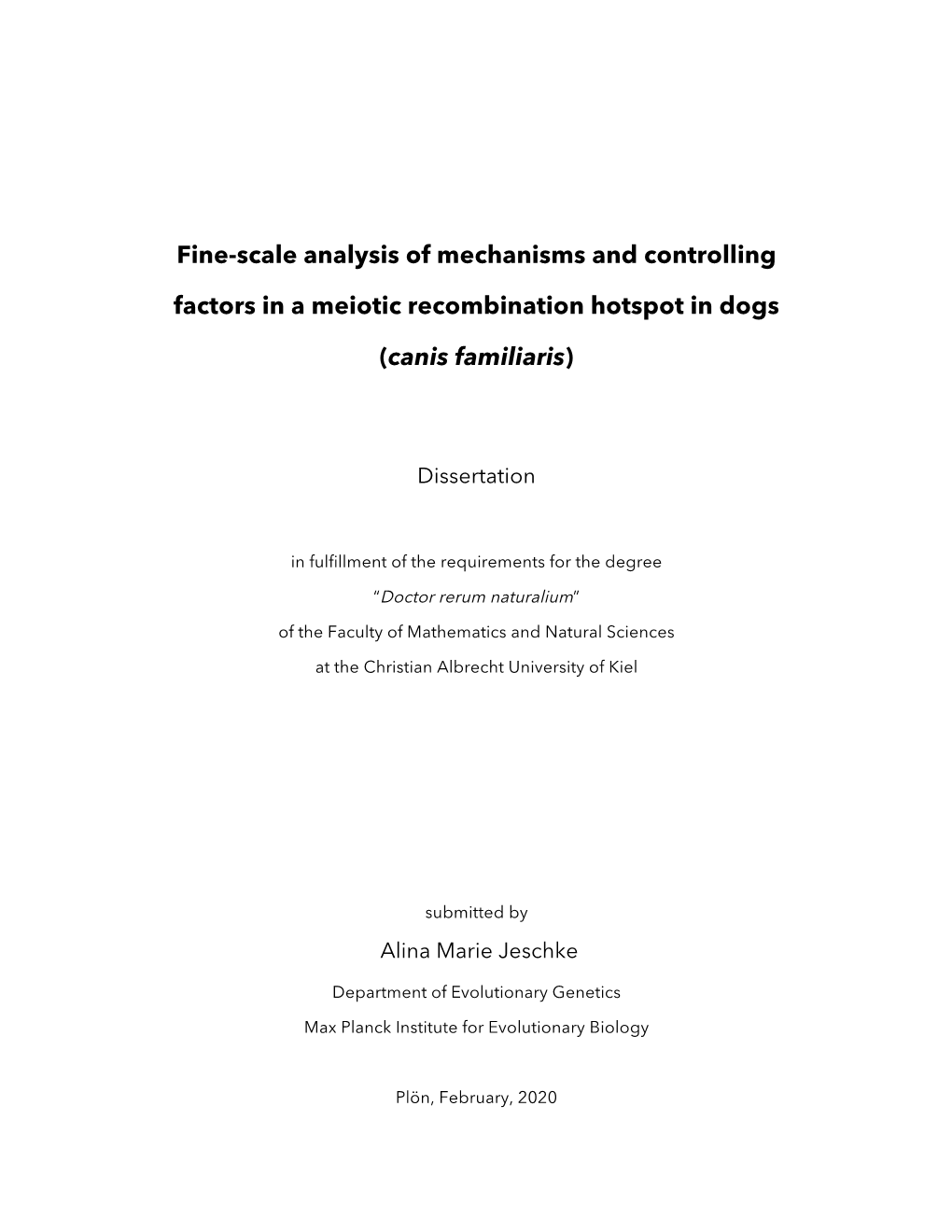 Fine-Scale Analysis of Mechanisms and Controlling Factors in a Meiotic Recombination Hotspot in Dogs