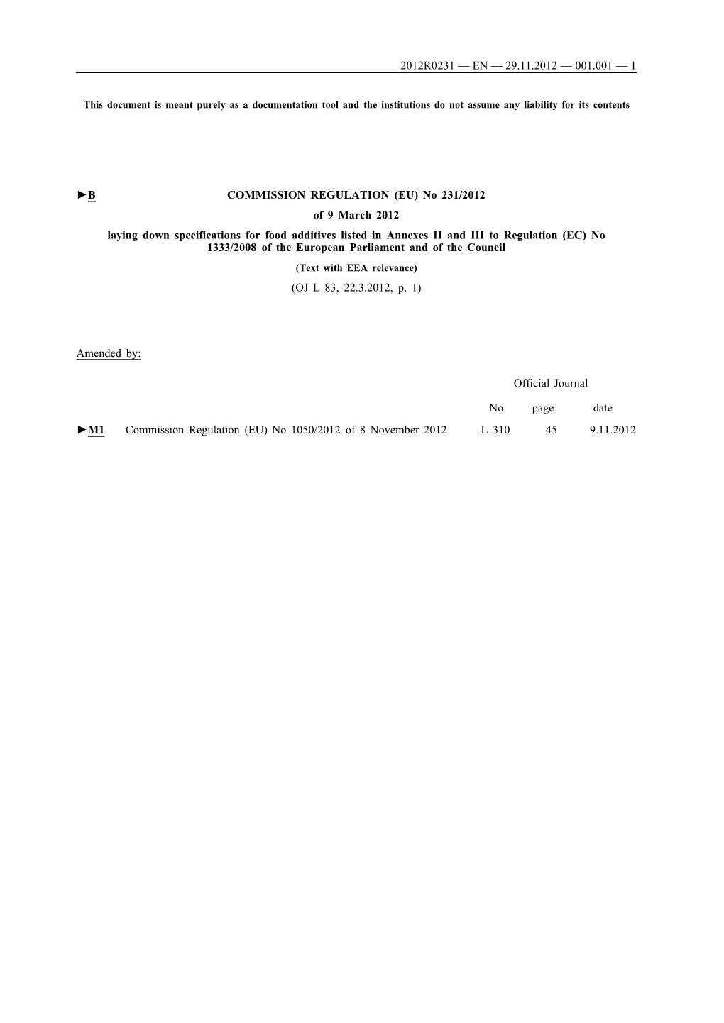 B COMMISSION REGULATION (EU) No 231/2012 of 9 March