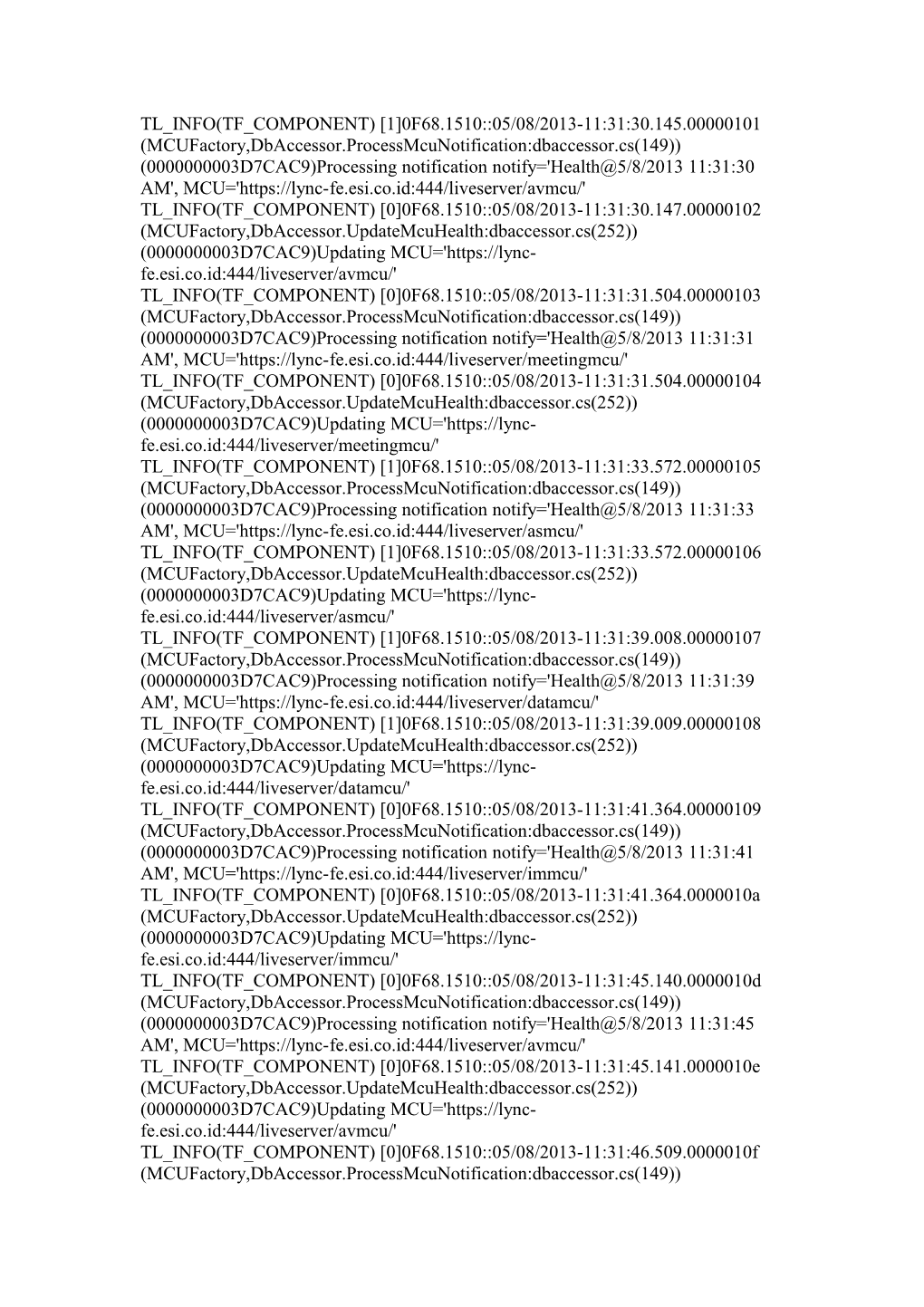 Tl Info(Tf Component) 1 0F68