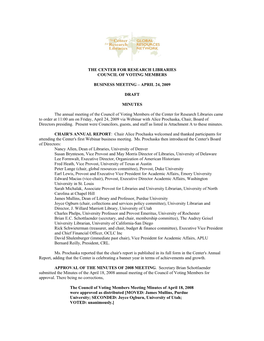 2009 Council Minutes