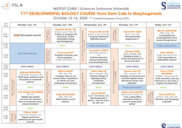 From Stem Cells to Morphogenesis October 12-16, 2020 *** Central European Time (CET)