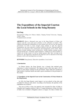 The Expenditure of the Imperial Courton the Local Schools in the Song Dynasty
