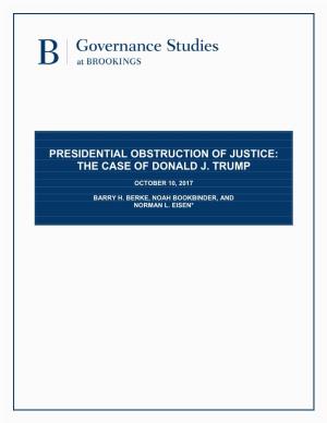 Presidential Obstruction of Justice: the Case of Donald Trump