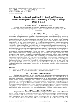 A Case Study of Totopara Village (West Bengal)