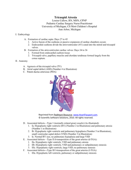 Tricuspid Atresia Louise Callow, RN, MSN, CPNP Pediatric Cardiac Surgery Nurse Practitioner University of Michigan, CS Mott Children’S Hospital Ann Arbor, Michigan