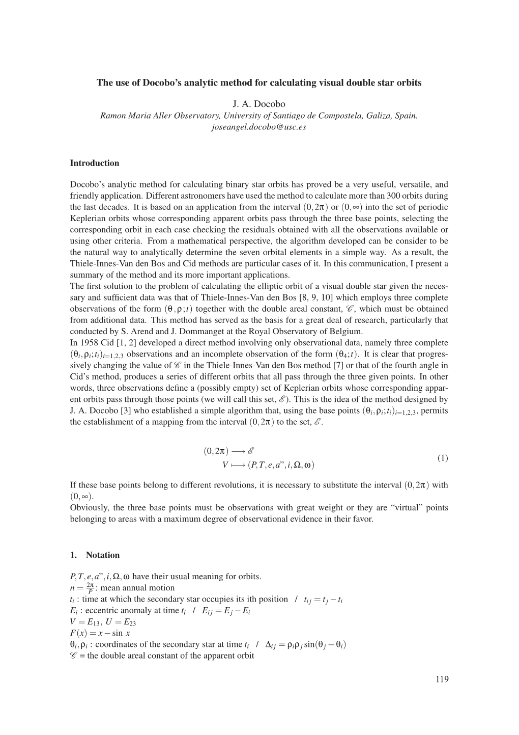 The Use of Docobo's Analytic Method for Calculating Visual Double Star