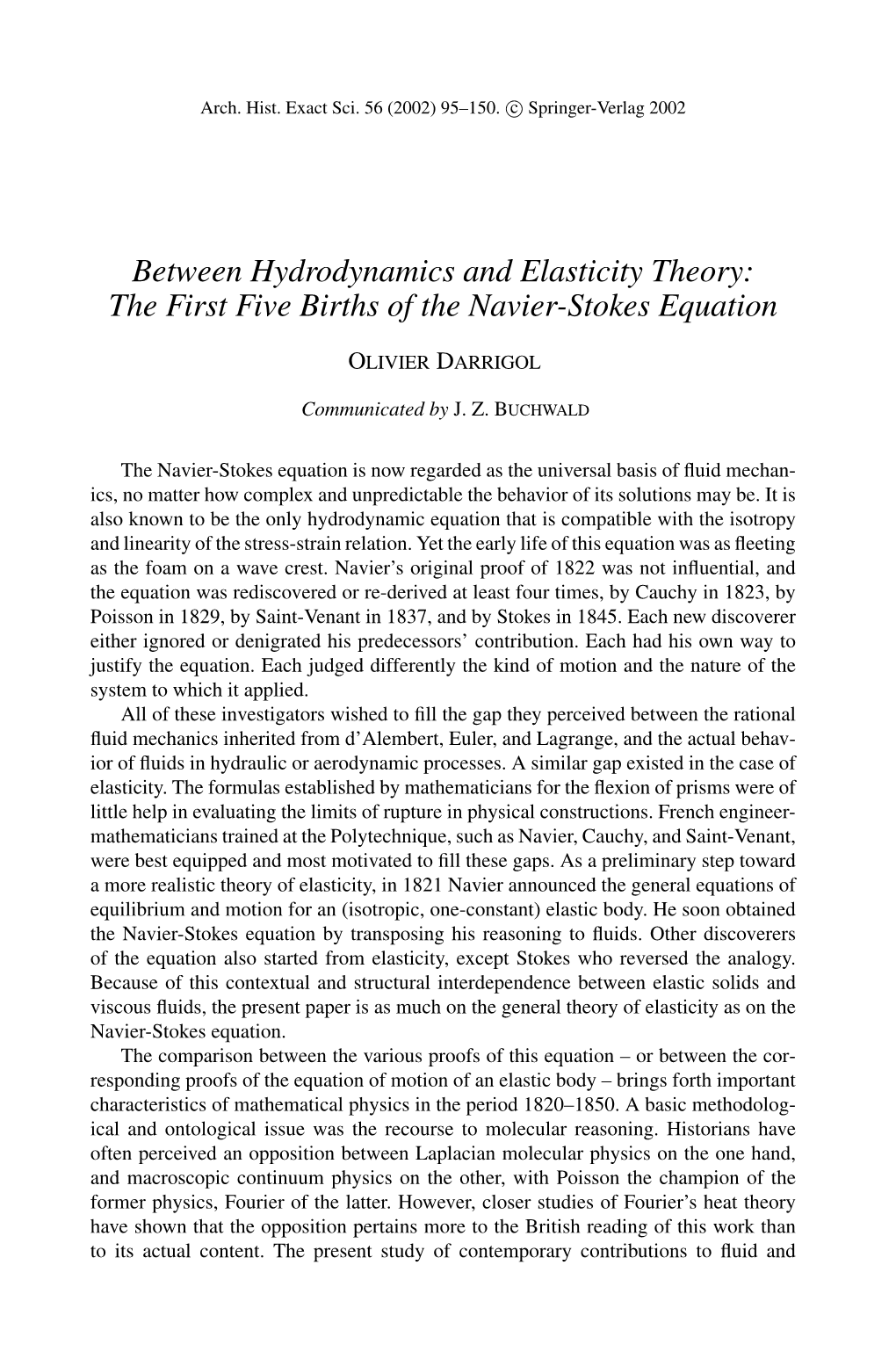 Between Hydrodynamics and Elasticity Theory: the First Five Births of the Navier-Stokes Equation