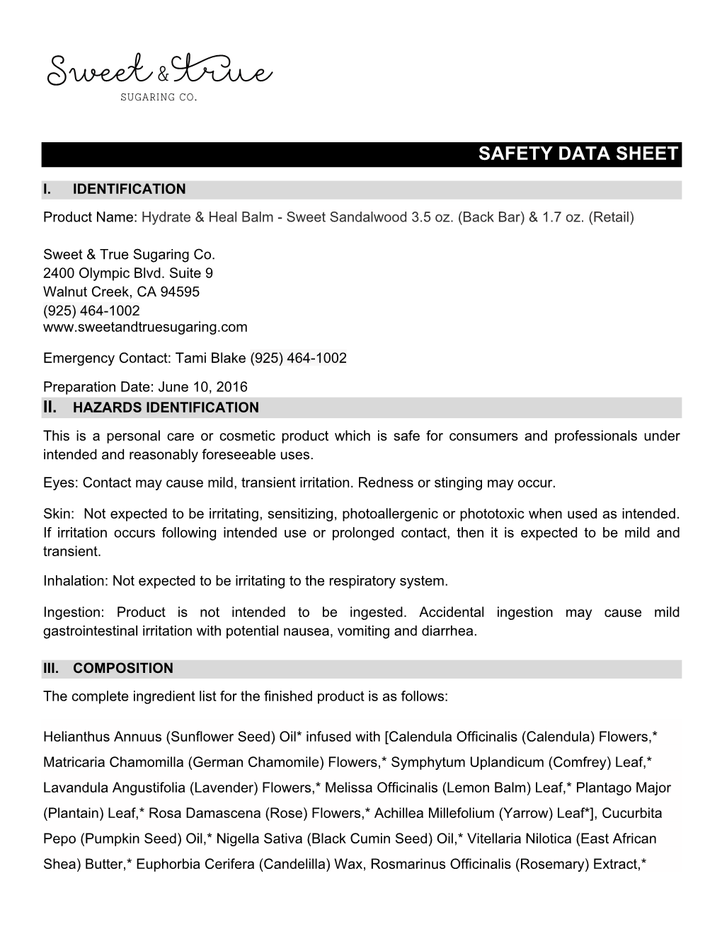 Safety Data Sheet