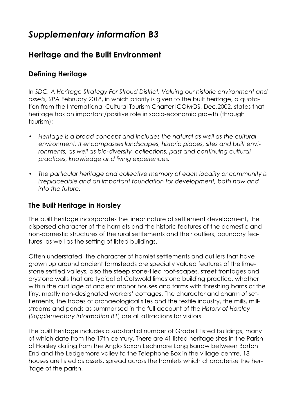 B 3 Heritage and the Built Environment