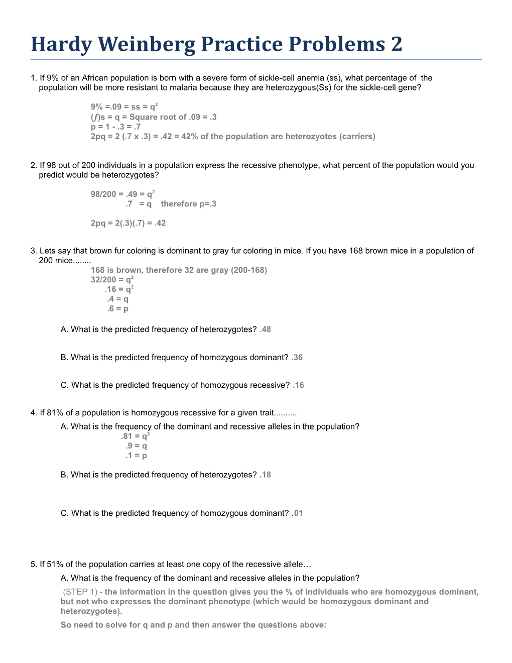 Hardy Weinberg Practice Problems 2