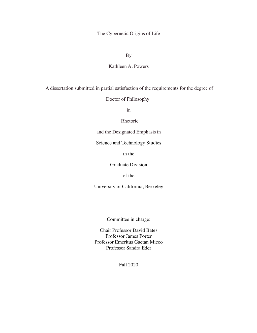 Kathleen A. Powers Dissertation