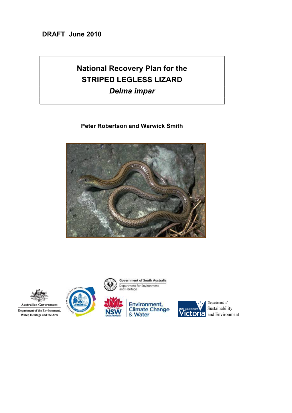 Draft Recovery Plan Striped Legless Lizard