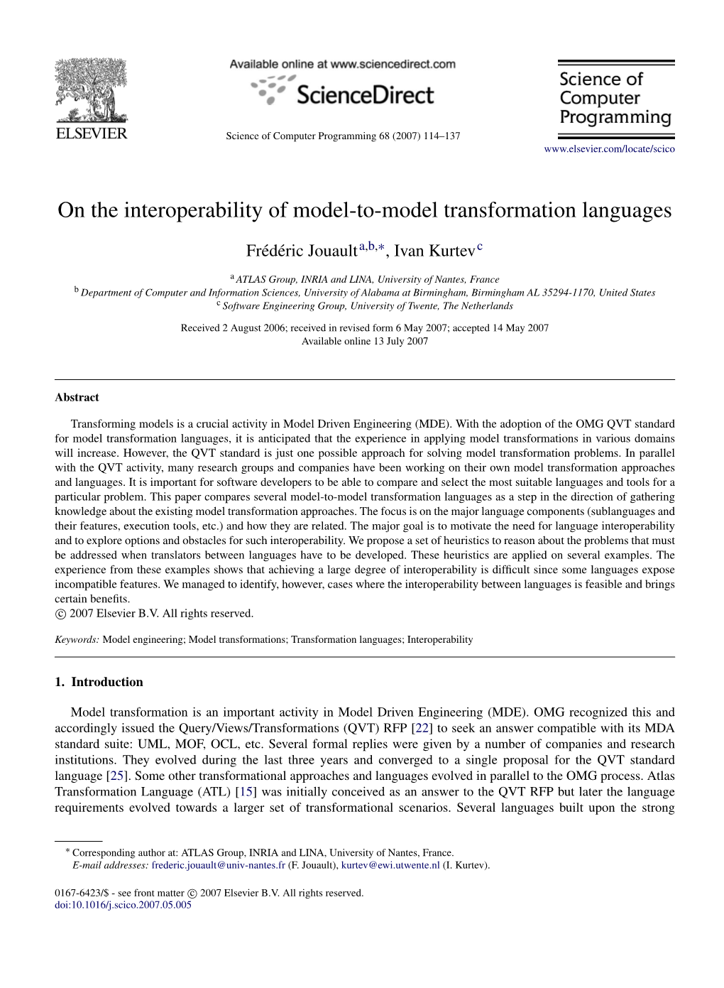 On the Interoperability of Model-To-Model Transformation Languages