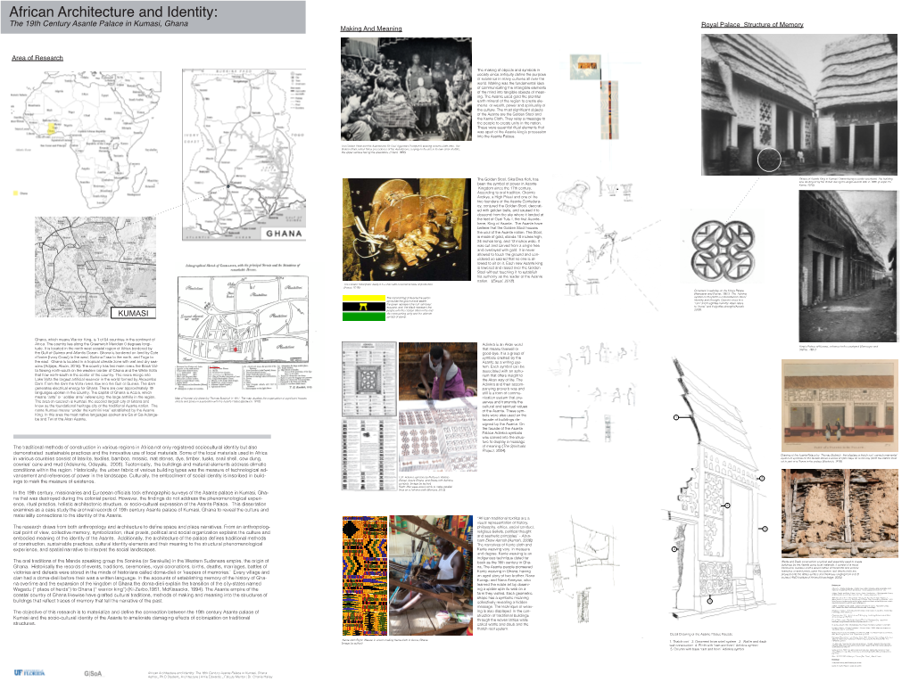 African Architecture and Identity: the 19Th Century Asante Palace in Kumasi, Ghana Royal Palace Structure of Memory Making and Meaning