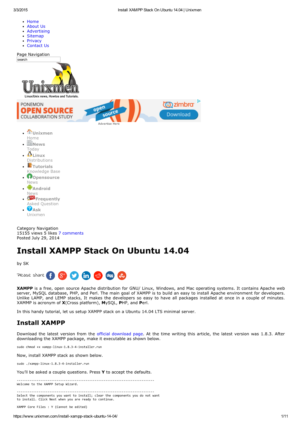 Install XAMPP Stack on Ubuntu 14.04 | Unixmen