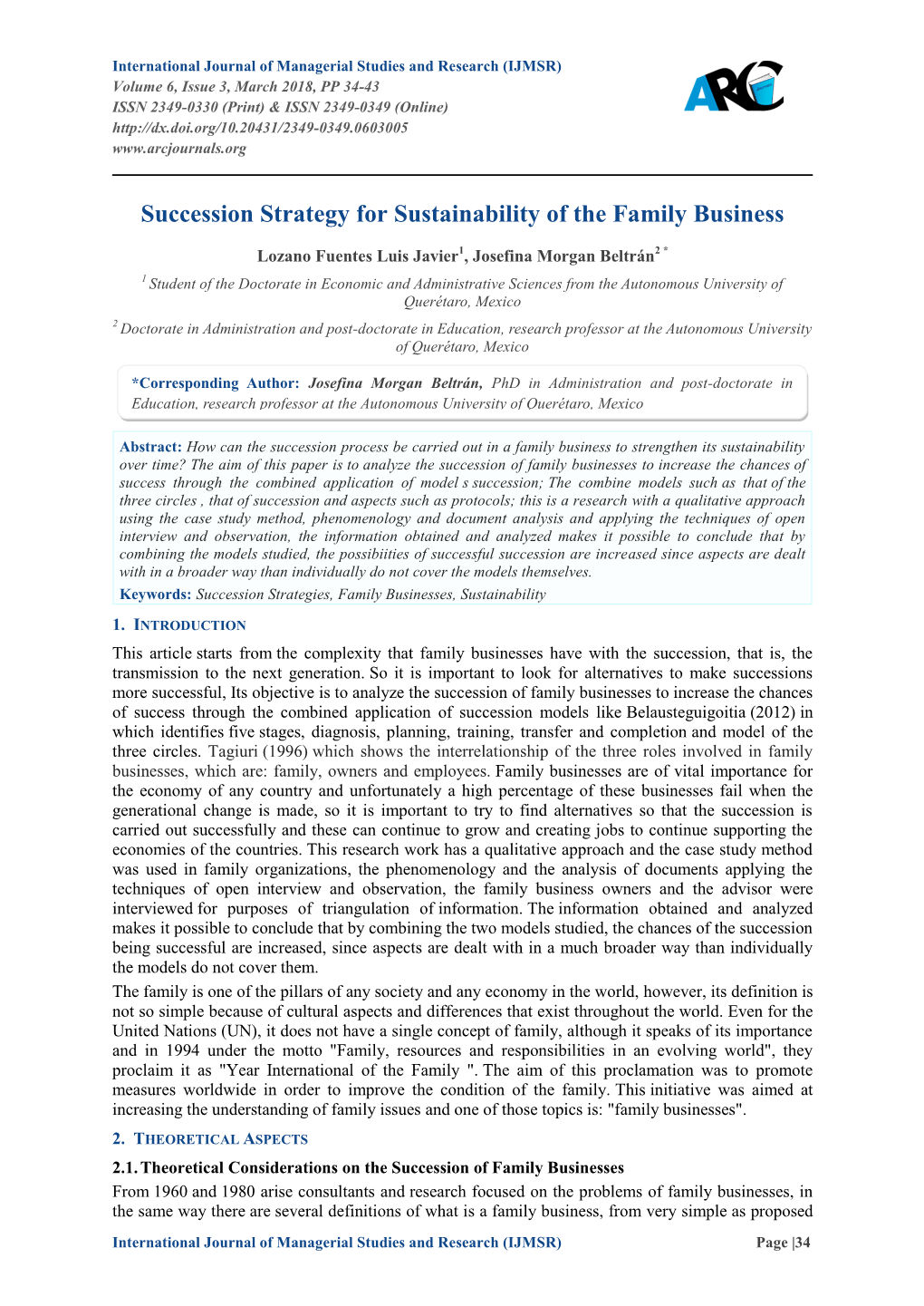 Succession Strategy for Sustainability of the Family Business
