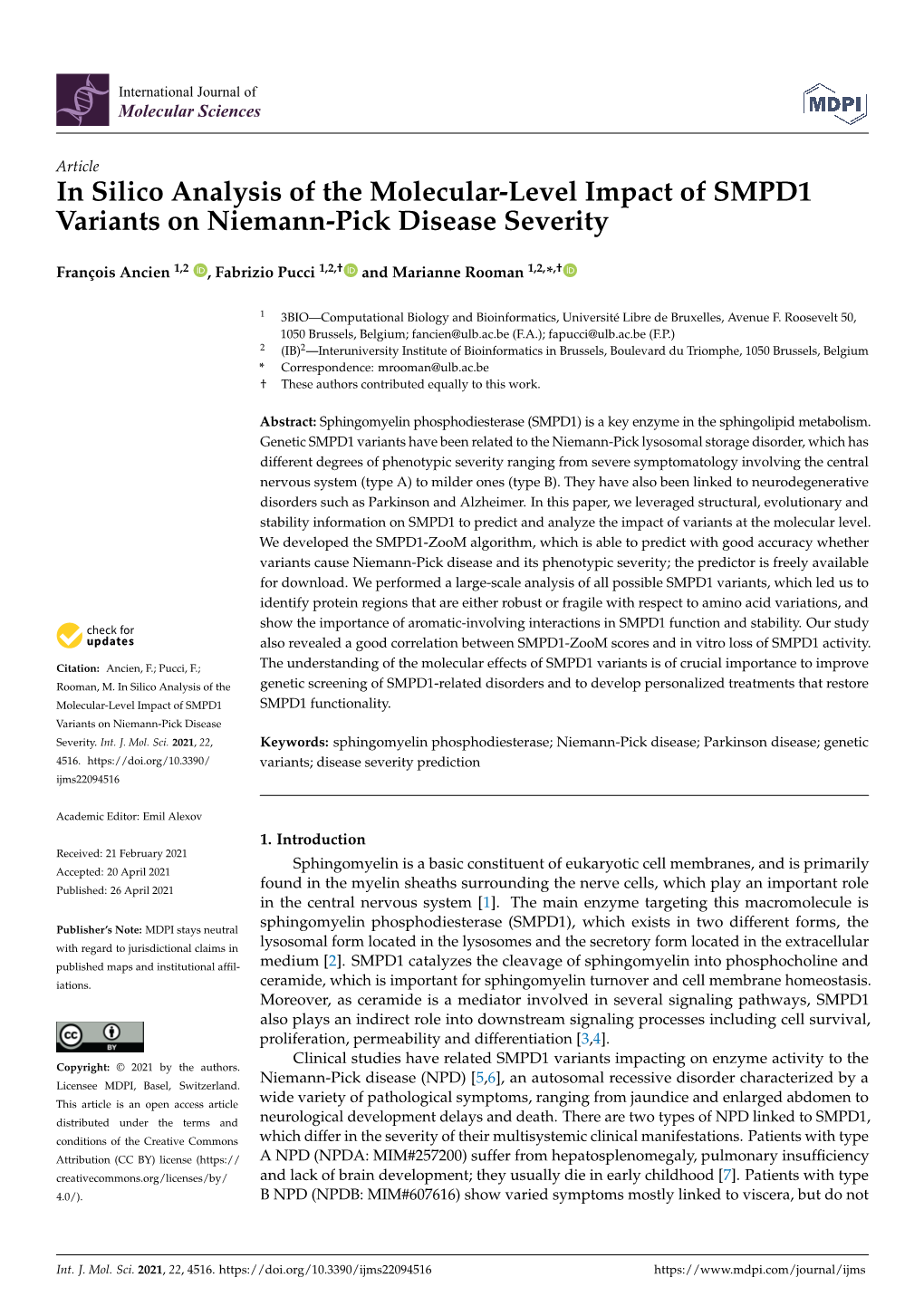 In Silico Analysis of the Molecular-Level Impact of SMPD1 Variants on Niemann-Pick Disease Severity