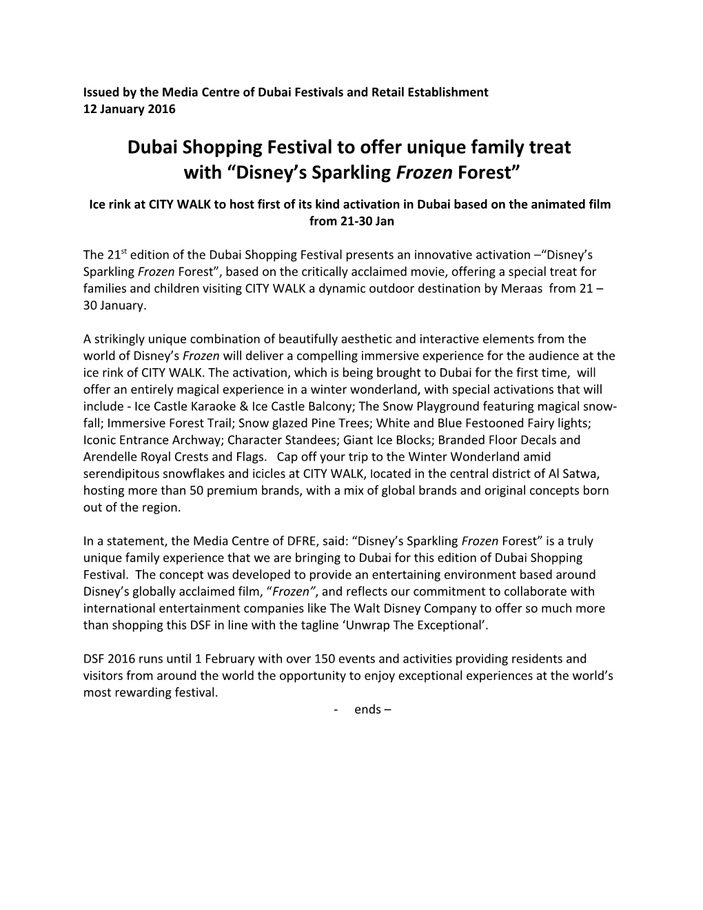 Issued by the Media Centre of Dubai Festivals and Retail Establishment s2