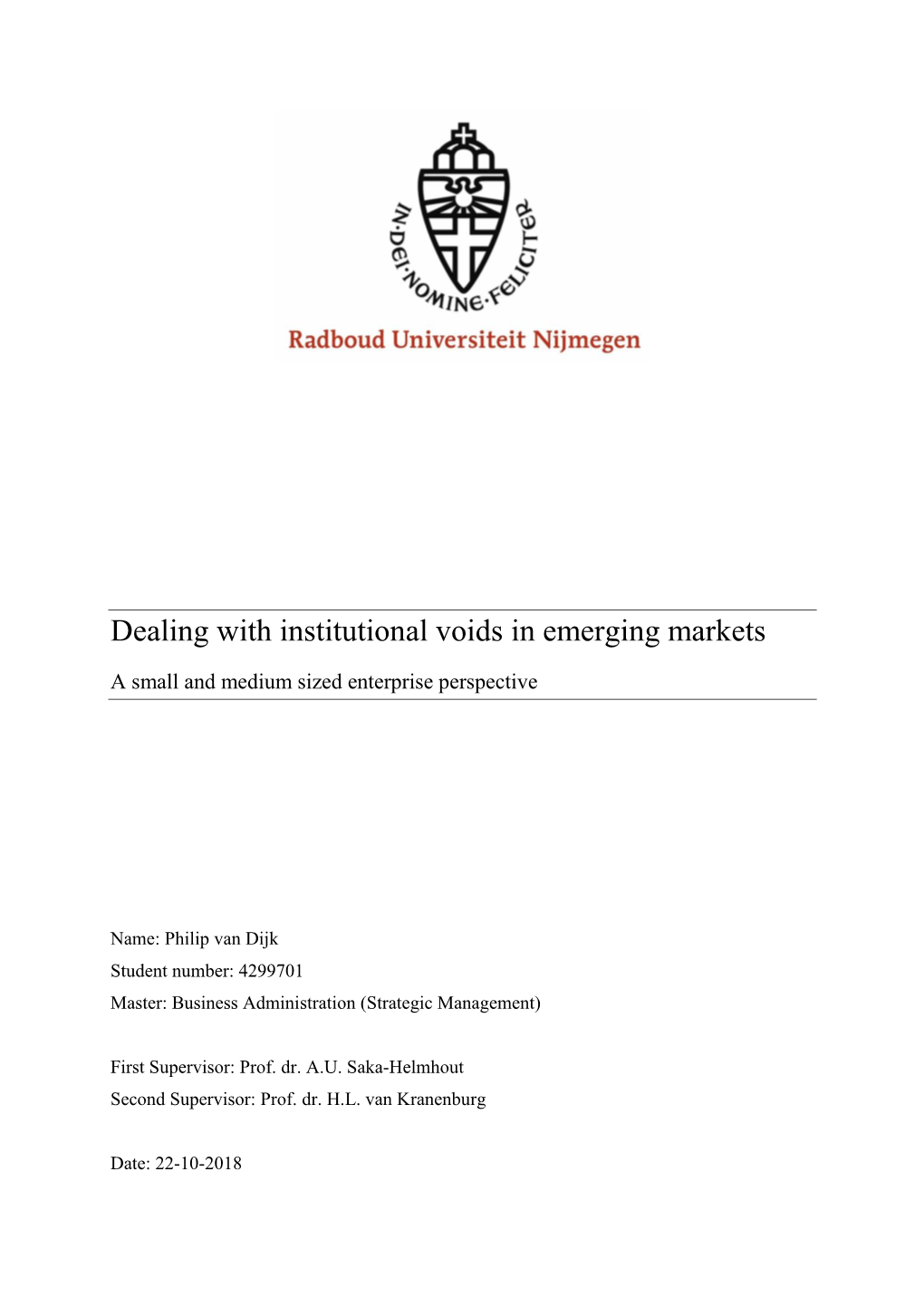 Dealing with Institutional Voids in Emerging Markets