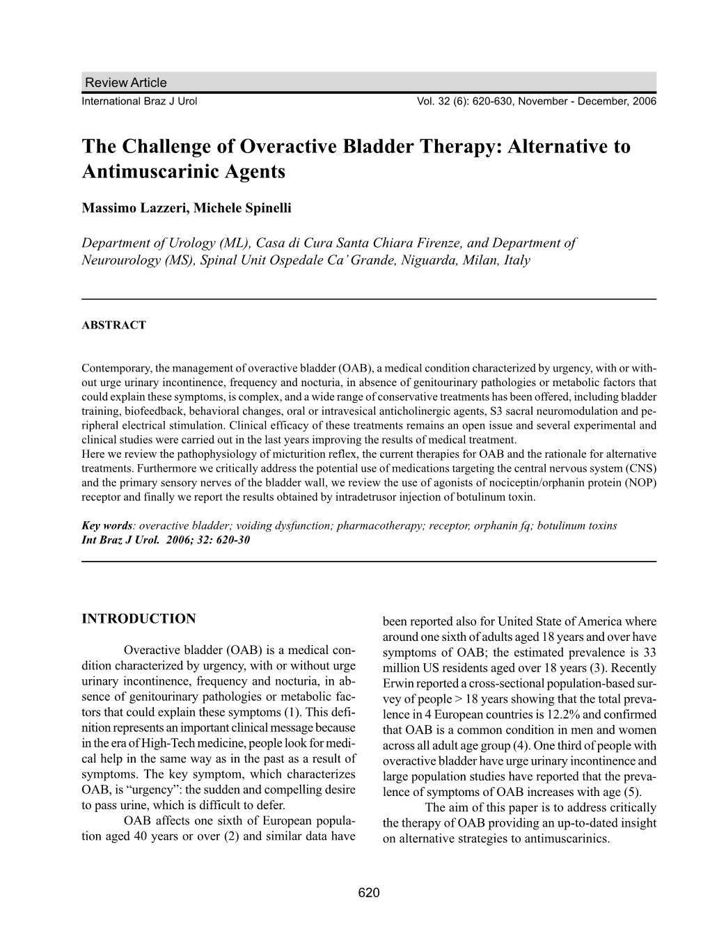 The Challenge of Overactive Bladder Therapy: Alternative to Antimuscarinic Agents