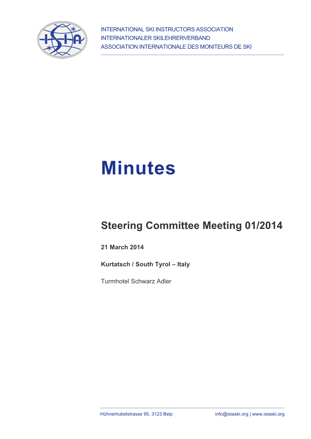 Minutes Steering Committee Meeting