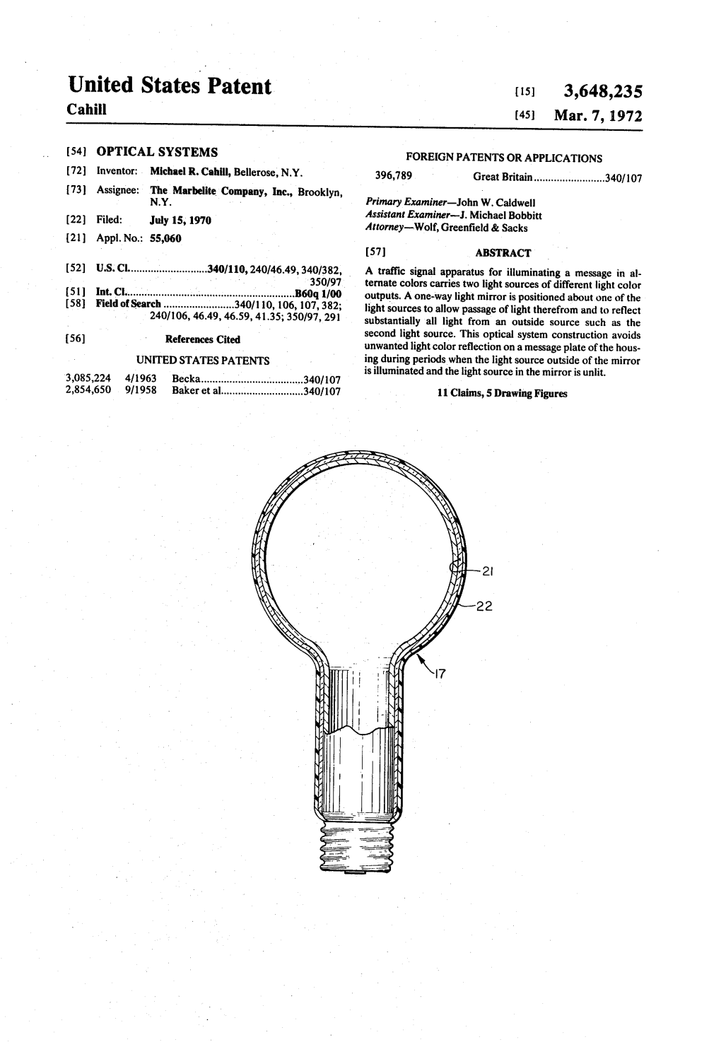 United States Patent [151 3,648,235 Cahill [45] Mar