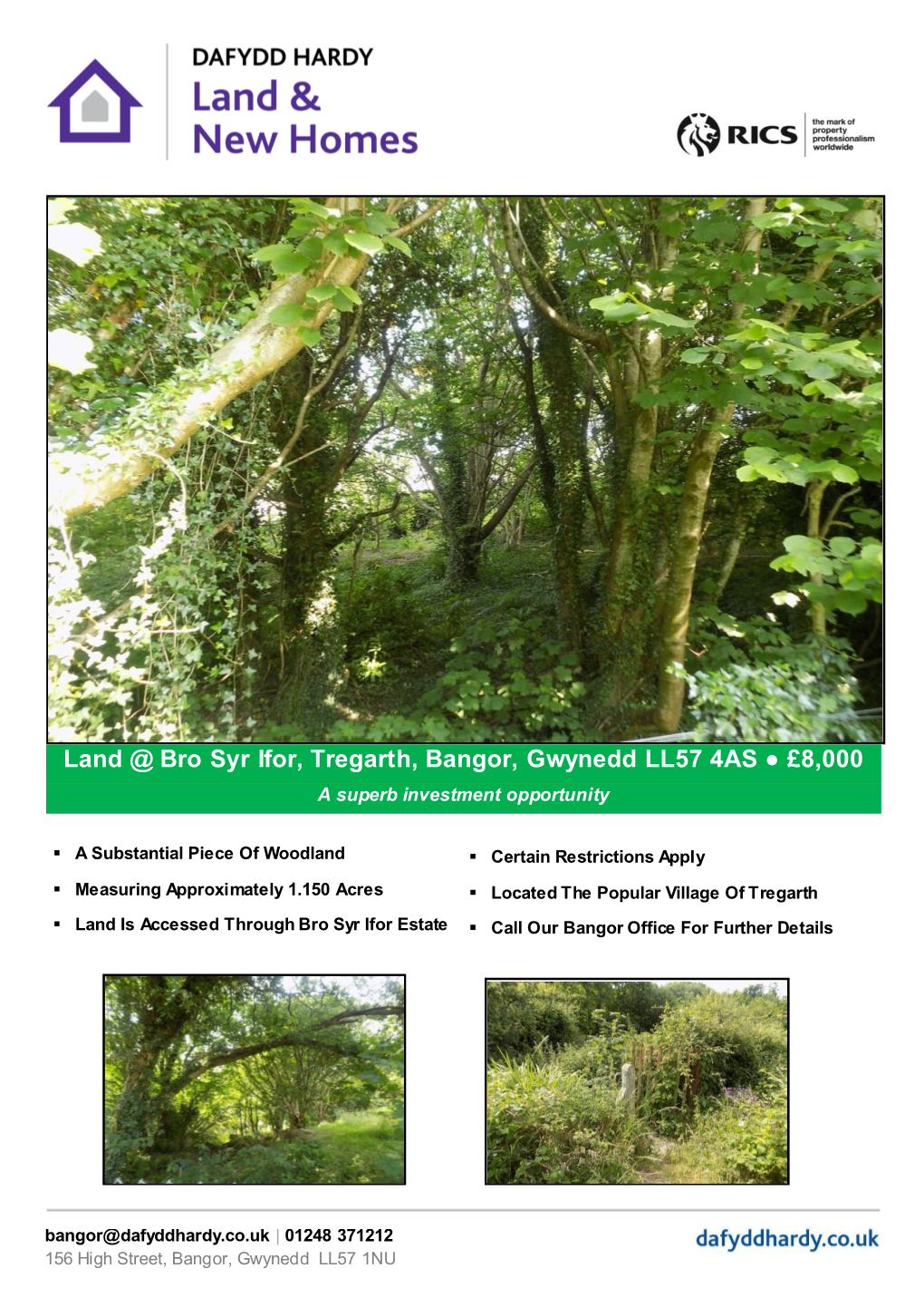 Land @ Bro Syr Ifor, Tregarth, Bangor, Gwynedd LL57 4AS £8,000