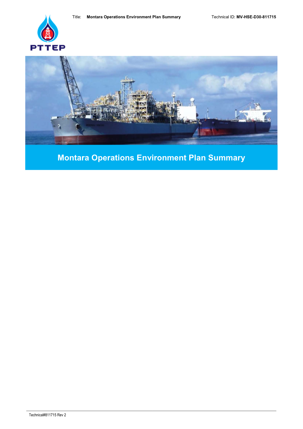 Montara Operations Environment Plan Summary Technical ID: MV-HSE-D30-811715
