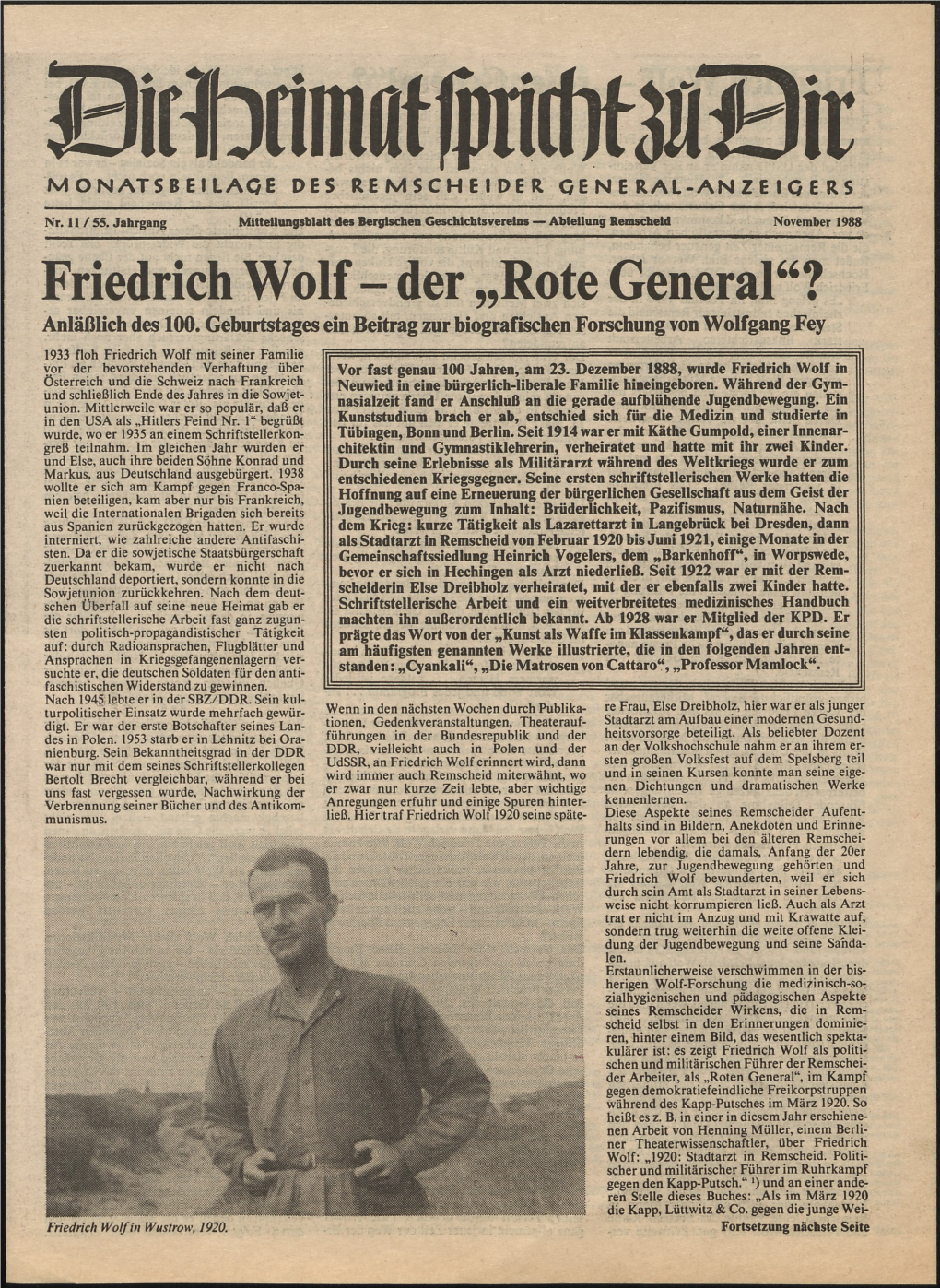 Friedrich Wolf— Der „Rote General“? —