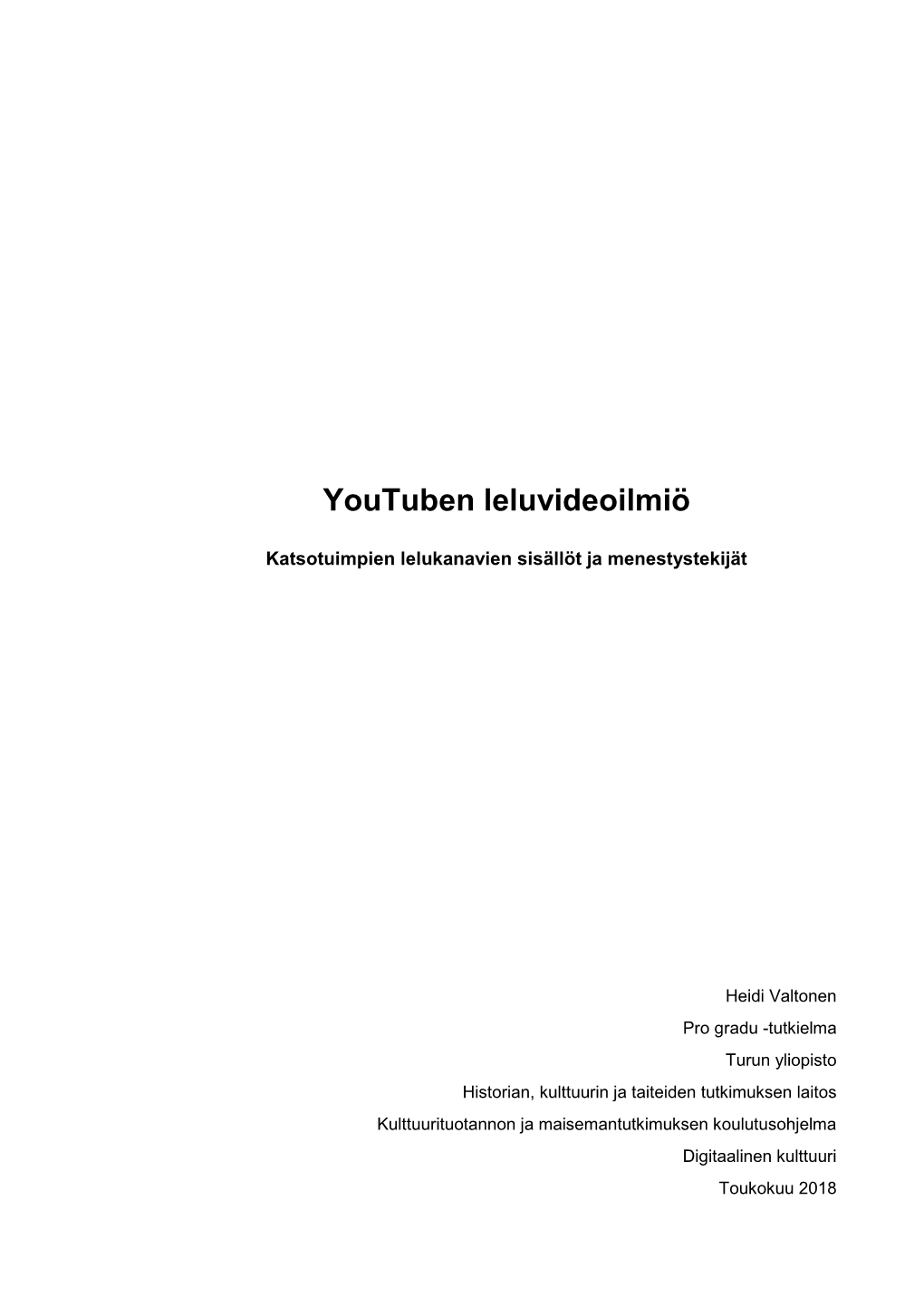 Youtuben Leluvideoilmiö