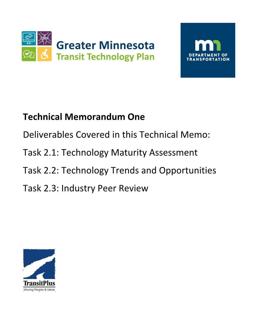 Technical Memo 1 Page I Transitplus Team Technical Memorandum One -DRAFT 11-02-2020 Table of Tables