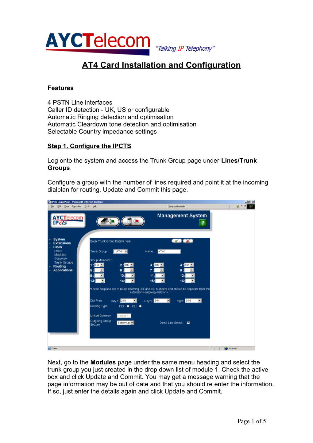 AT4 Card Installation and Configuration