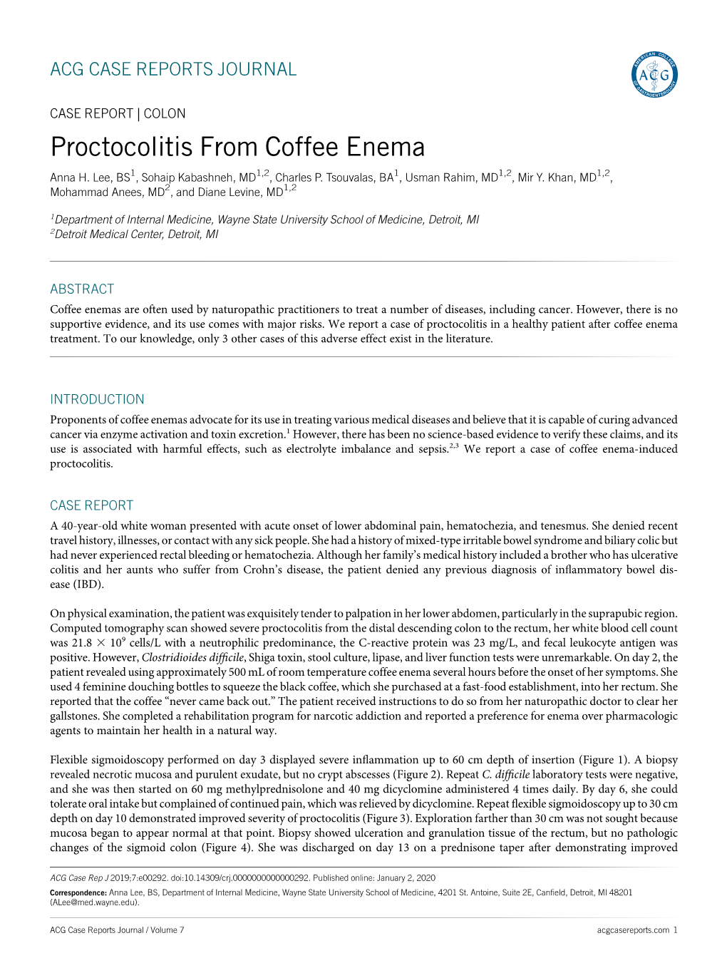 Proctocolitis from Coffee Enema