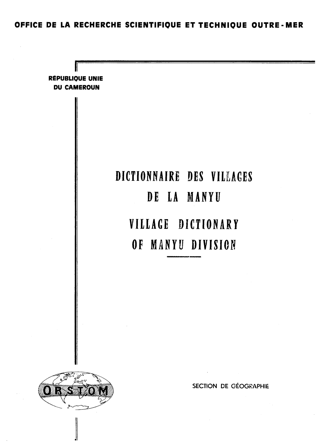 Village Dictionary of Manyu Division