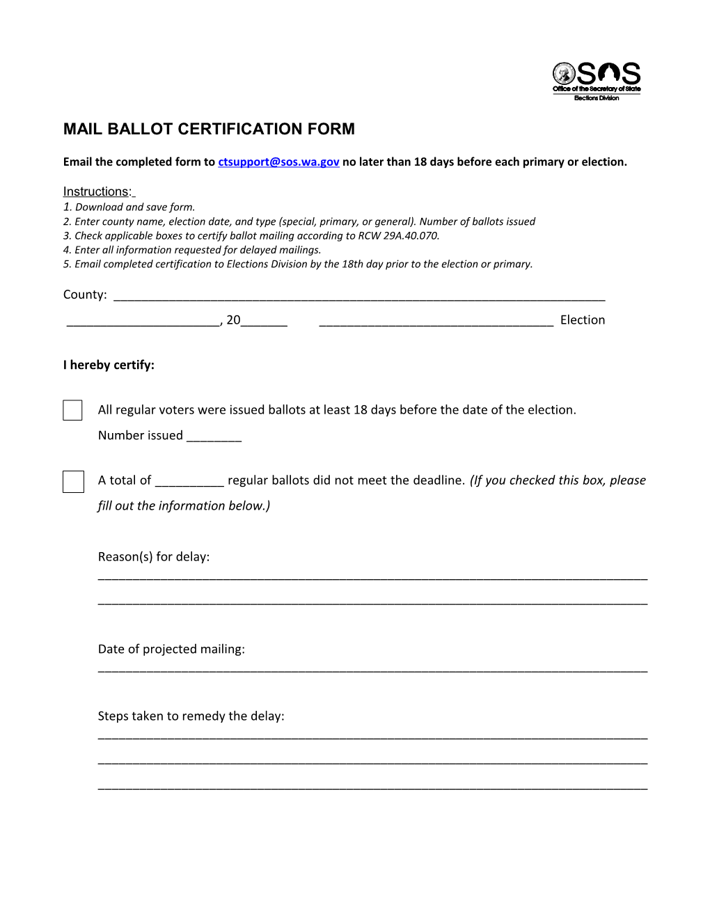 Absentee Ballot Certification Form