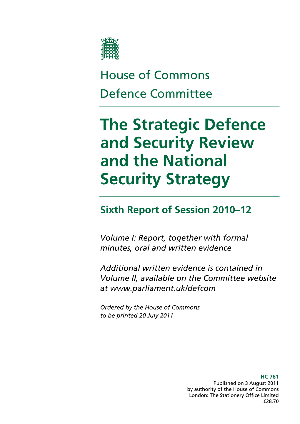 The Strategic Defence and Security Review and the National Security Strategy