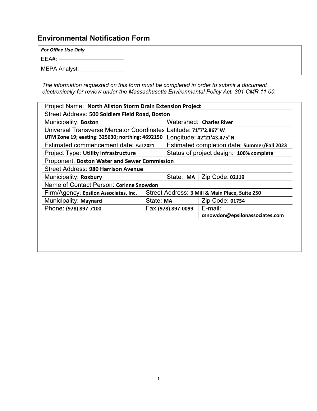 Environmental Notification Form