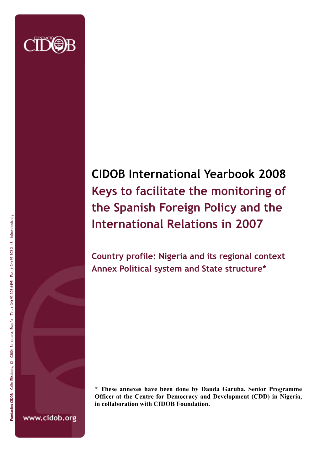 CIDOB International Yearbook 2008