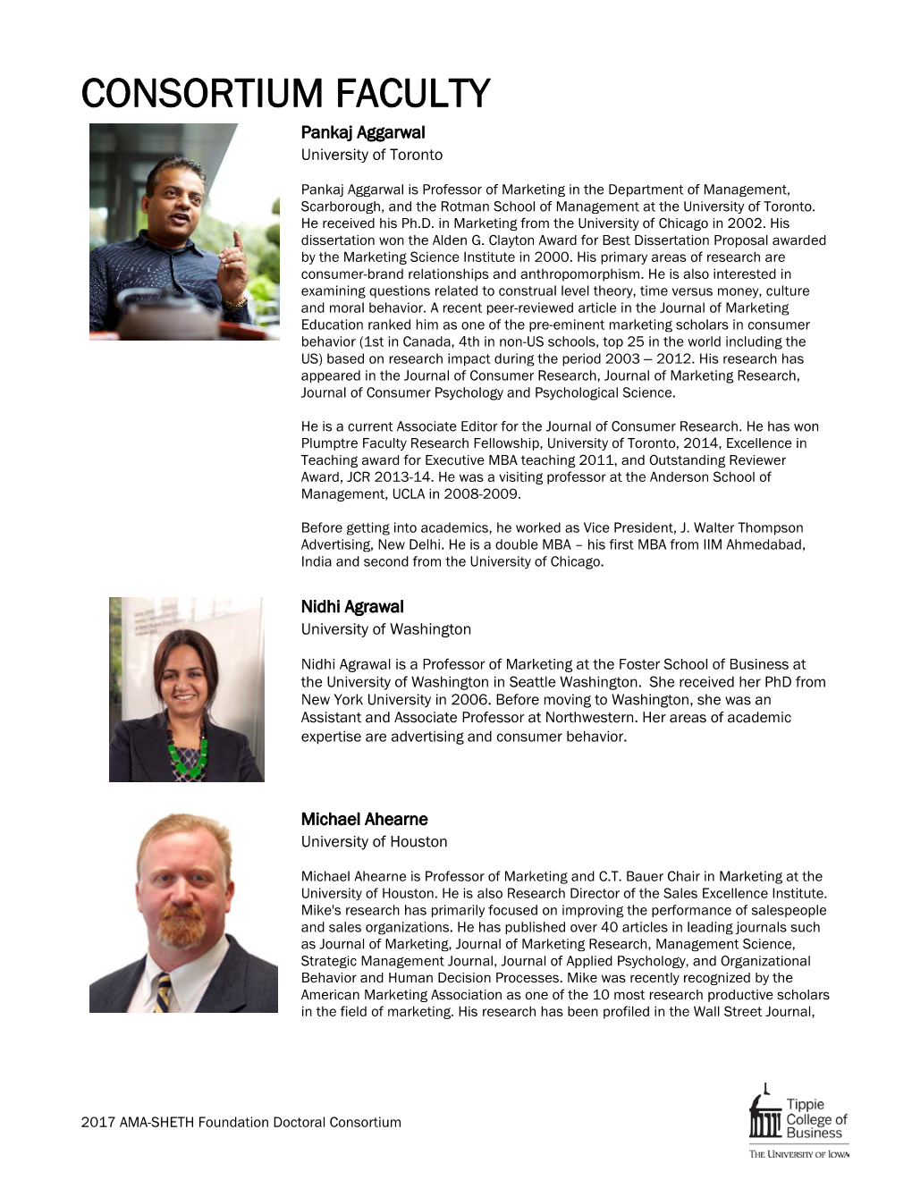 Sheth Consortium Faculty Bios