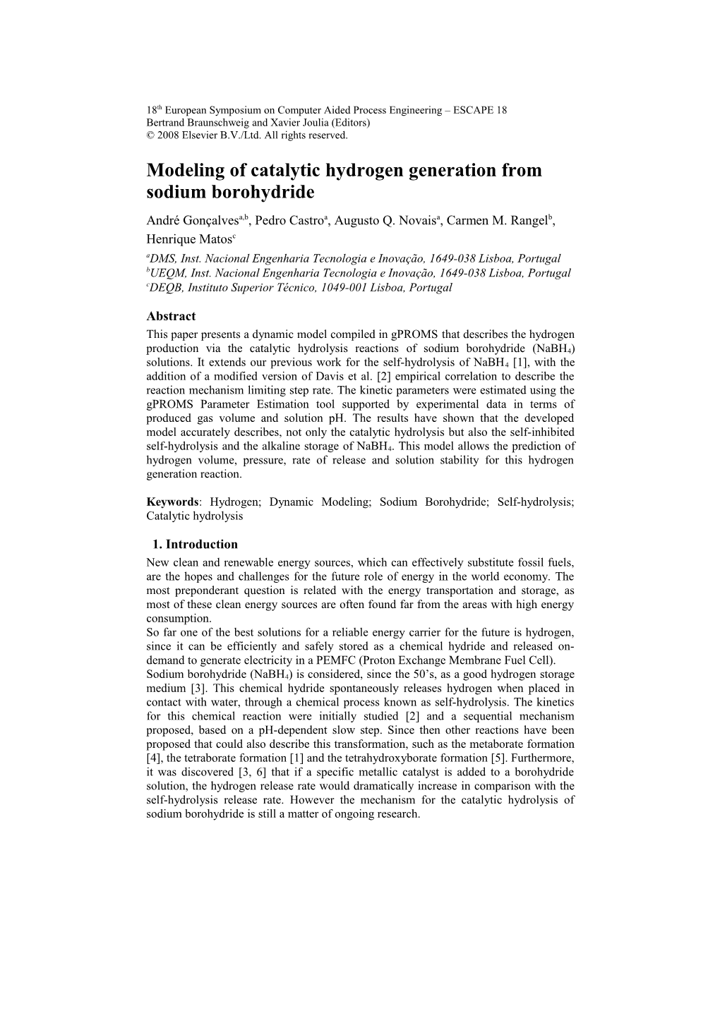 Modeling of Catalytic Hydrogen Generation from Sodium Borohydride