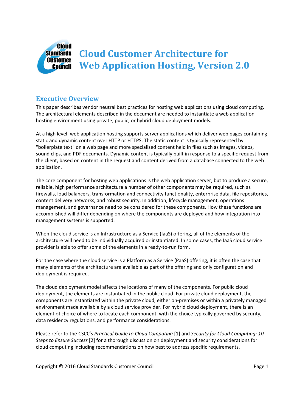 Cloud Customer Architecture for Web Application Hosting, Version 2.0