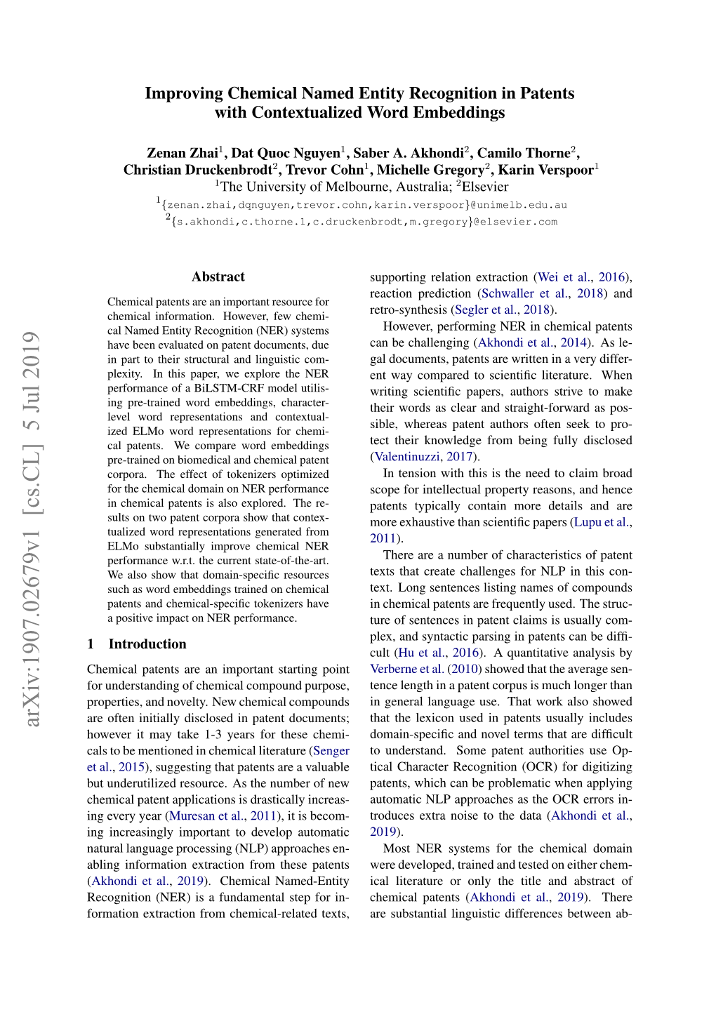 Arxiv:1907.02679V1 [Cs.CL] 5 Jul 2019