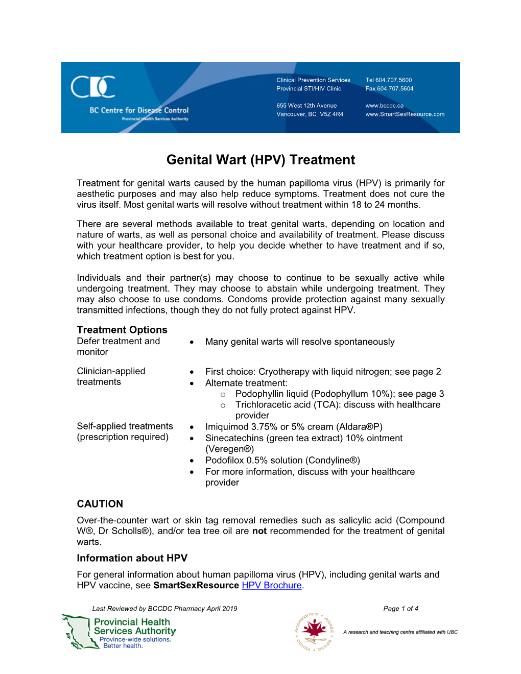 Genital Wart (HPV) Treatment