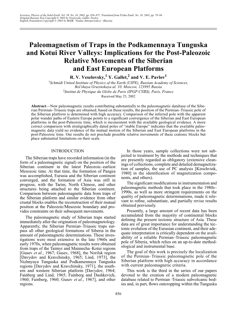 Paleomagnetism of Traps in the Podkamennaya Tunguska And