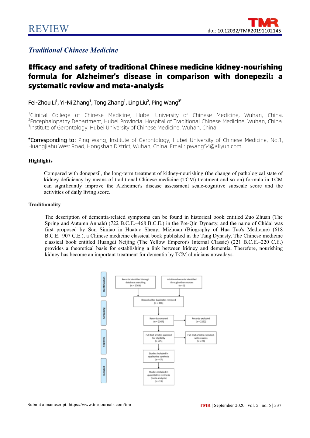 REVIEW Doi: 10.12032/TMR20191102145