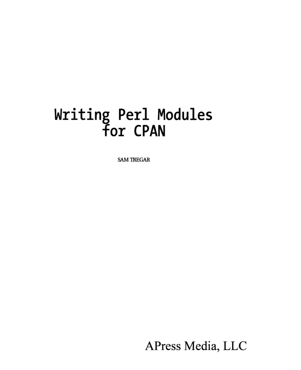 Writing Perl Modules for CPAN