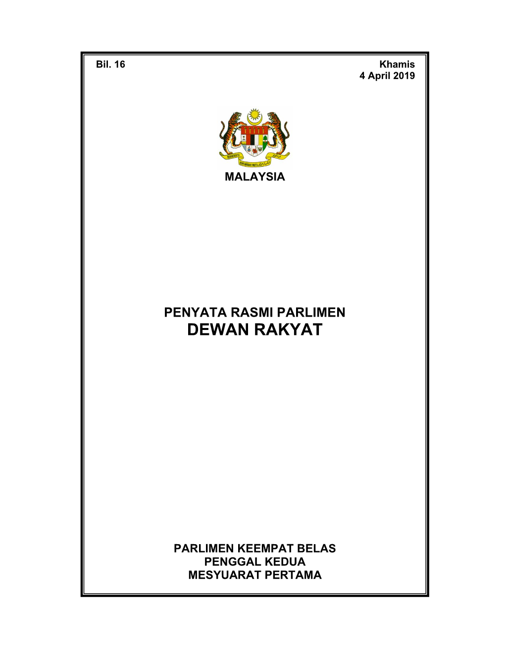 Penyata Rasmi Parlimen Dewan Rakyat